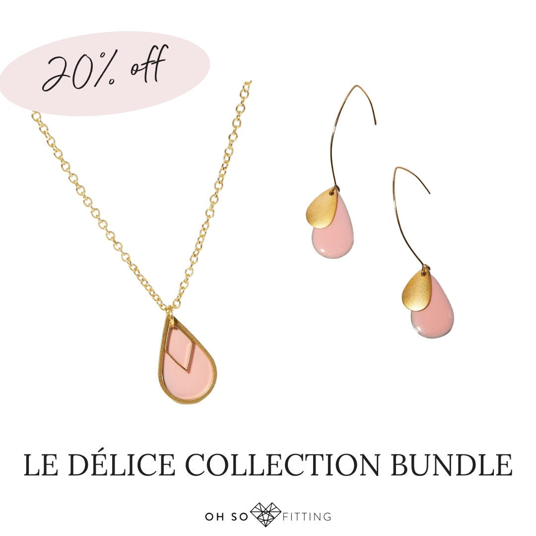 "Le Délice" Pink Teardrop Pendant Necklace Bundle