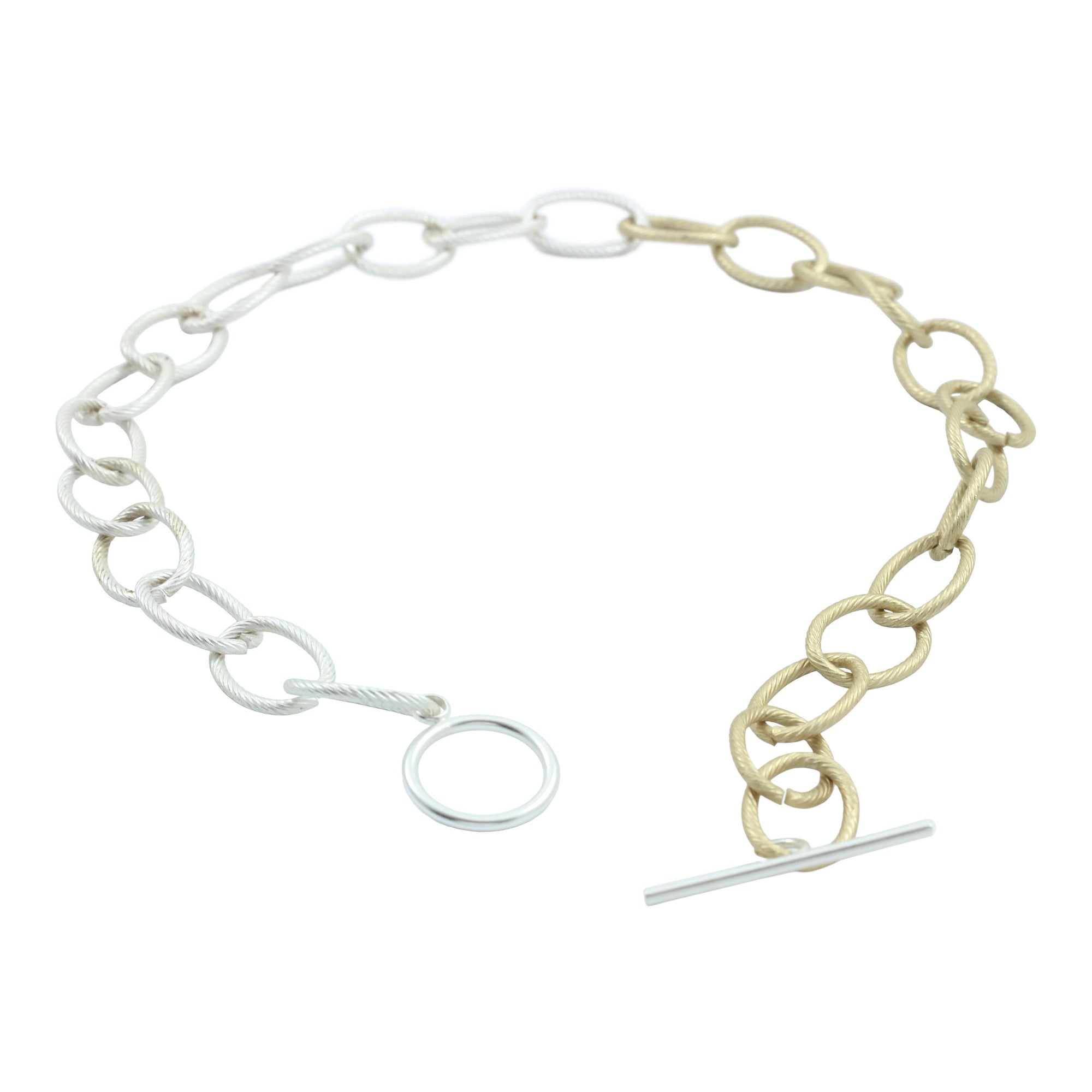 "L'Or" Gold and Silver Mixed Metal Chunky Choker Chain Necklace