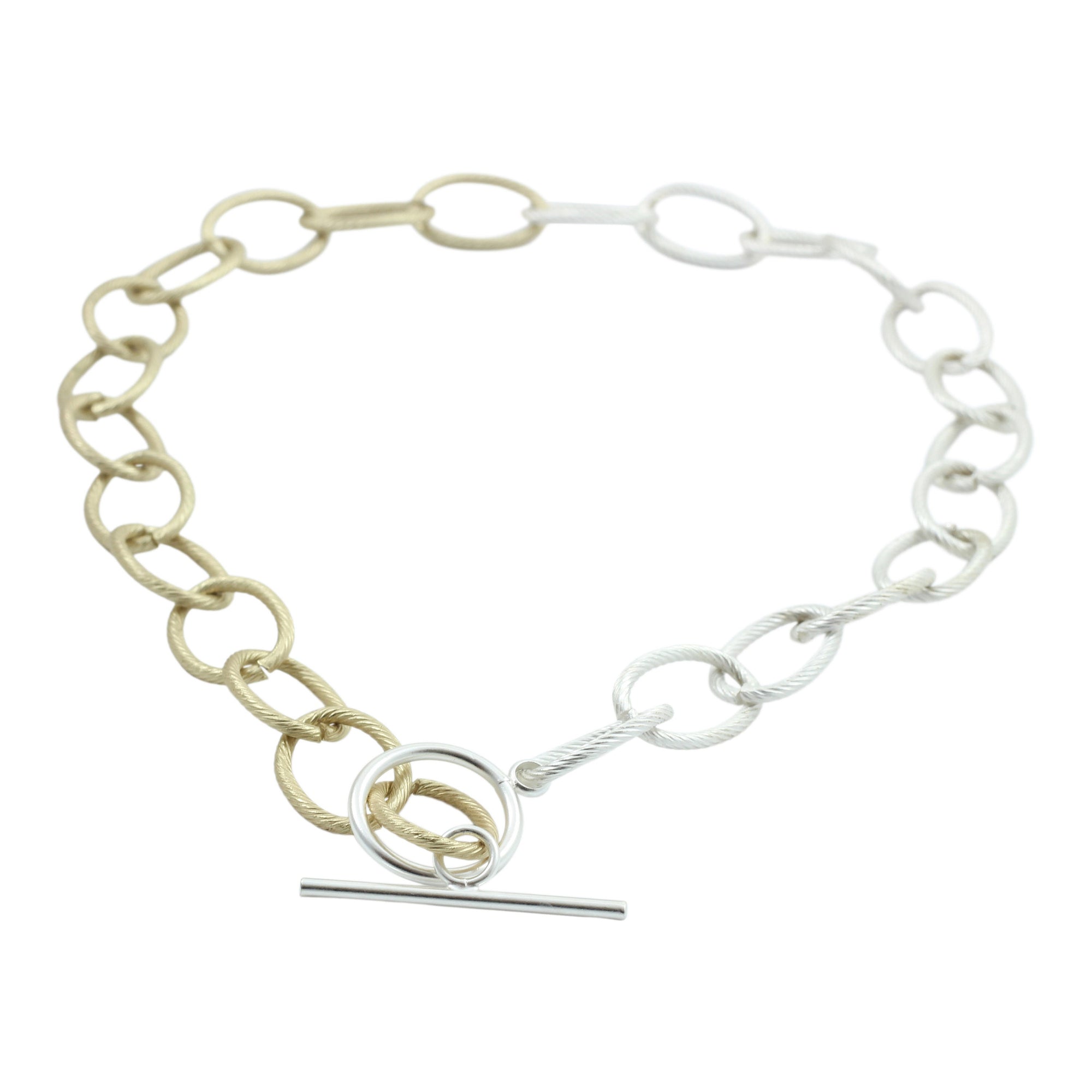 "L'Or" Gold and Silver Mixed Metal Chunky Choker Chain Necklace